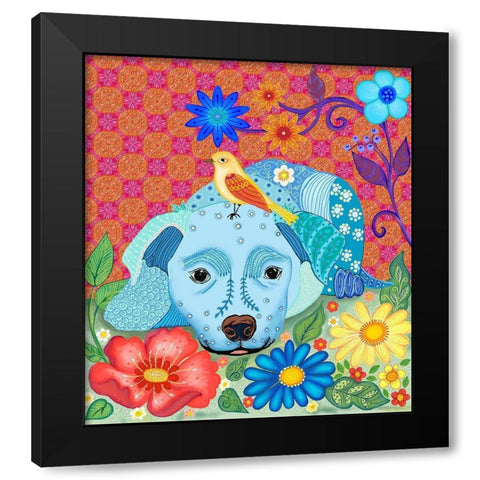 BLUE DOG Black Modern Wood Framed Art Print with Double Matting by HUE and MI and Sangita