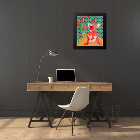 RED PUG Black Modern Wood Framed Art Print by HUE and MI and Sangita