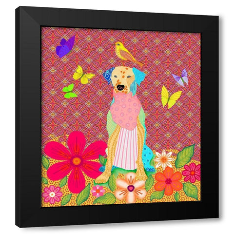 Tall dog Black Modern Wood Framed Art Print by HUE and MI and Sangita