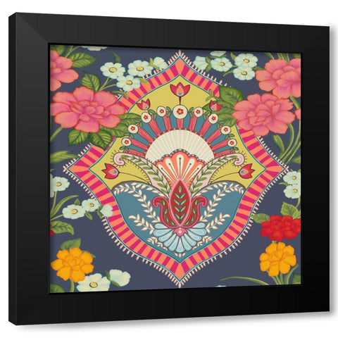 20-58 Ornate Flower Black Modern Wood Framed Art Print by HUE and MI and Sangita