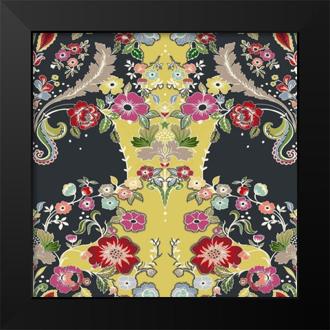 20-59 Musturd Damask Black Modern Wood Framed Art Print by HUE and MI and Sangita
