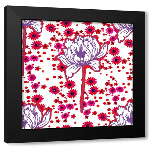 20-66 Flower Drops Black Modern Wood Framed Art Print by HUE and MI and Sangita