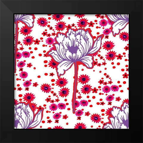 20-66 Flower Drops Black Modern Wood Framed Art Print by HUE and MI and Sangita