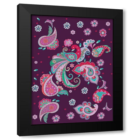 Peacock Black Modern Wood Framed Art Print with Double Matting by HUE and MI and Sangita