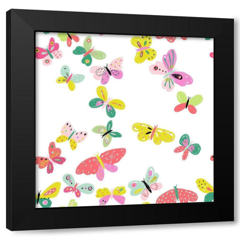 Spring Flutter Tile Black Modern Wood Framed Art Print by HUE and MI and Sangita