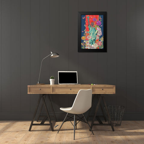 Liberty Black Modern Wood Framed Art Print by HUE and MI and Sangita
