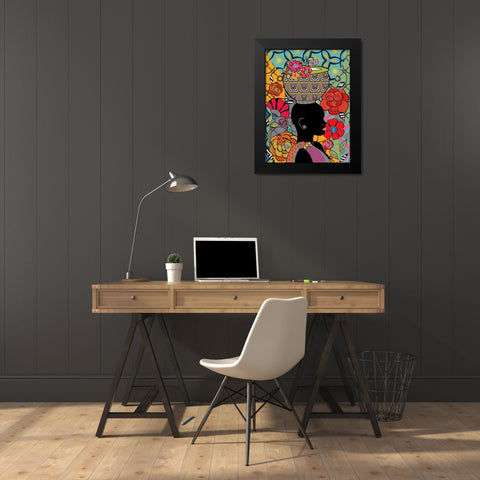 woman 2 Black Modern Wood Framed Art Print by HUE and MI and Sangita