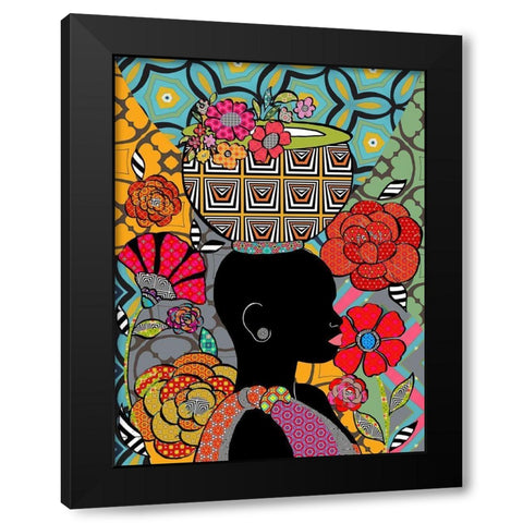 woman 2 Black Modern Wood Framed Art Print by HUE and MI and Sangita