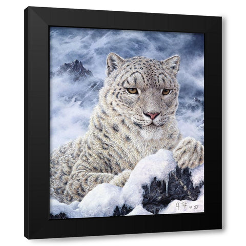 Cat Black Modern Wood Framed Art Print with Double Matting by Tift, Jeff