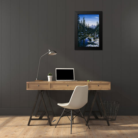 Bear Family Black Modern Wood Framed Art Print by Tift, Jeff