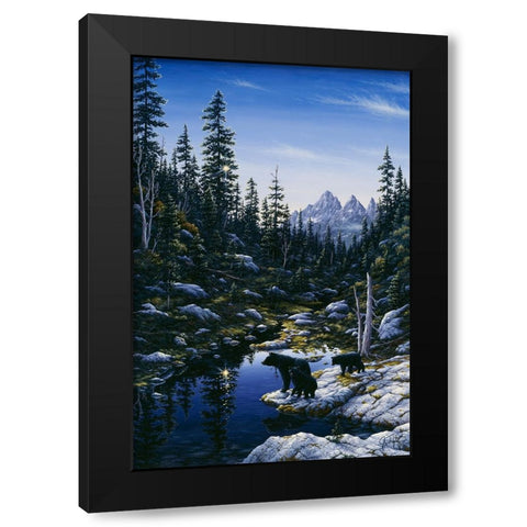 Bear Family Black Modern Wood Framed Art Print by Tift, Jeff