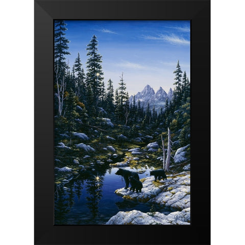 Bear Family Black Modern Wood Framed Art Print by Tift, Jeff