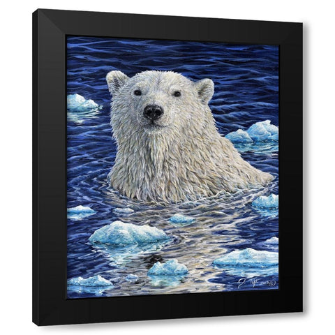 Polar Bear Painting Black Modern Wood Framed Art Print with Double Matting by Tift, Jeff