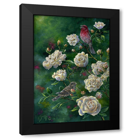 Purple Finch Black Modern Wood Framed Art Print with Double Matting by Tift, Jeff