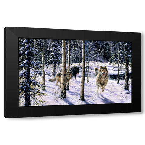 Pursuit Black Modern Wood Framed Art Print with Double Matting by Tift, Jeff