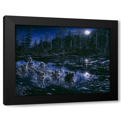 Midnight Pursuit Black Modern Wood Framed Art Print by Tift, Jeff