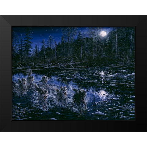 Midnight Pursuit Black Modern Wood Framed Art Print by Tift, Jeff