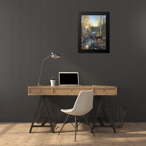 Whitetail Deer Black Modern Wood Framed Art Print by Tift, Jeff