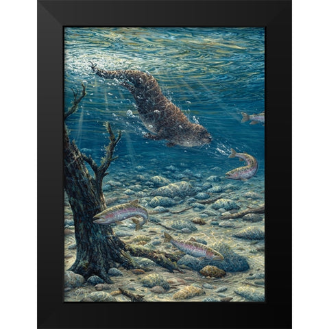 Underwater Pursuit Black Modern Wood Framed Art Print by Tift, Jeff