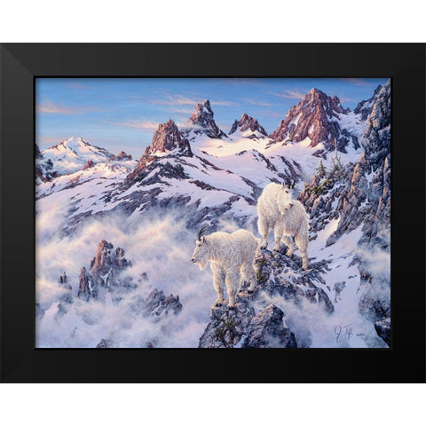 Among The Clouds - Mtn. Goat Black Modern Wood Framed Art Print by Tift, Jeff