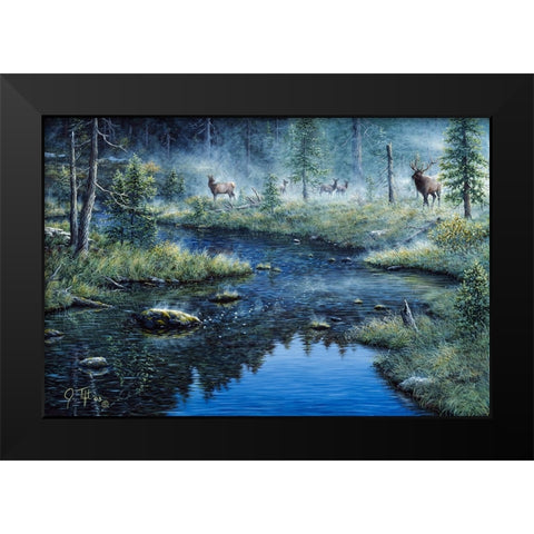 Misty Morning Black Modern Wood Framed Art Print by Tift, Jeff