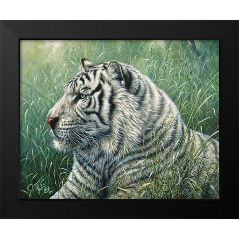 White Tiger Black Modern Wood Framed Art Print by Tift, Jeff