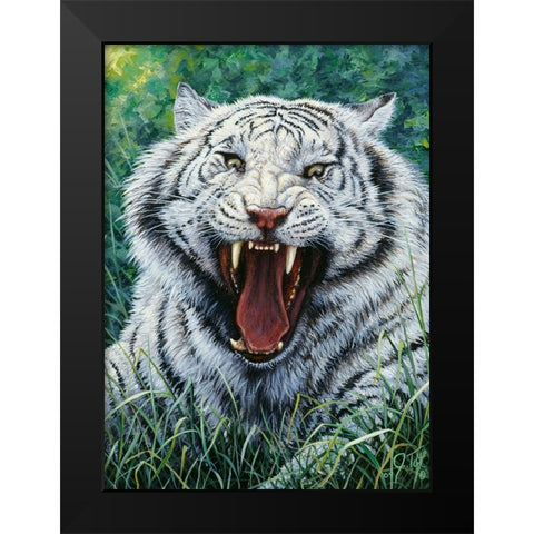White Tiger 2 Black Modern Wood Framed Art Print by Tift, Jeff
