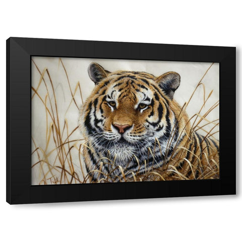 Tiger Black Modern Wood Framed Art Print by Tift, Jeff