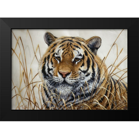 Tiger Black Modern Wood Framed Art Print by Tift, Jeff