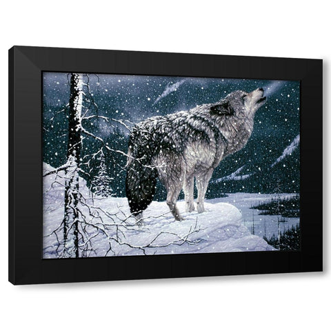 Lone Wolf Black Modern Wood Framed Art Print by Tift, Jeff