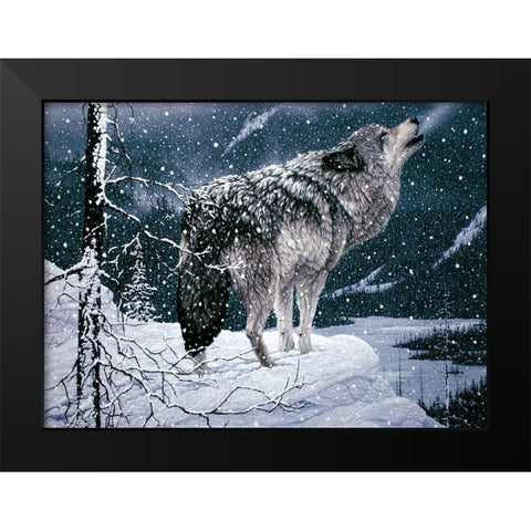 Lone Wolf Black Modern Wood Framed Art Print by Tift, Jeff
