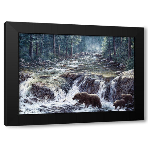 Bear Crossing Black Modern Wood Framed Art Print with Double Matting by Tift, Jeff