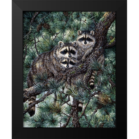 Racoons Black Modern Wood Framed Art Print by Tift, Jeff
