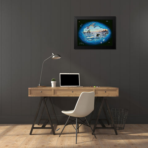 Whales Black Modern Wood Framed Art Print by Tift, Jeff