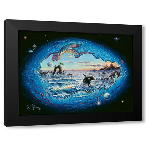 Whales Black Modern Wood Framed Art Print by Tift, Jeff