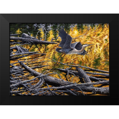Heron Black Modern Wood Framed Art Print by Tift, Jeff