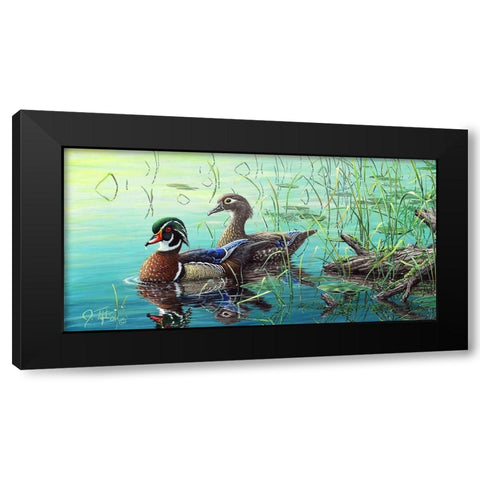 Wood Ducks Black Modern Wood Framed Art Print by Tift, Jeff