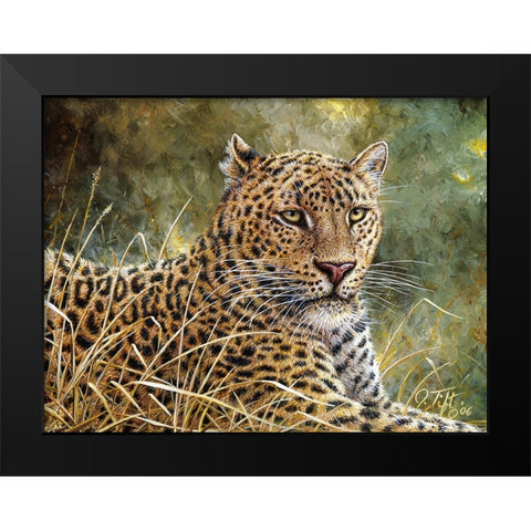 Leopard Portrait Black Modern Wood Framed Art Print by Tift, Jeff