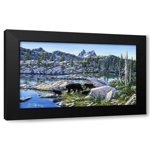 Black Bear Black Modern Wood Framed Art Print with Double Matting by Tift, Jeff