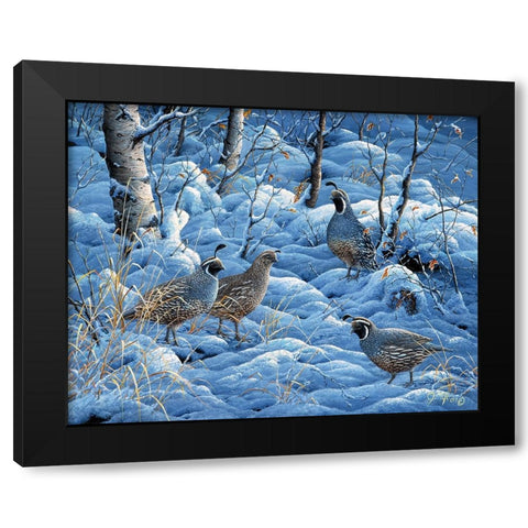 Winter Covey Black Modern Wood Framed Art Print with Double Matting by Tift, Jeff