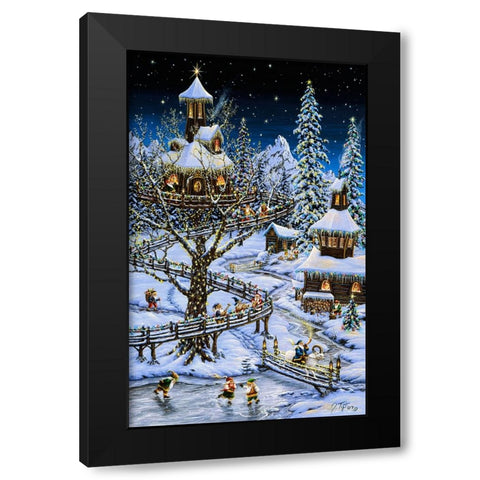 Woodland Holiday Black Modern Wood Framed Art Print with Double Matting by Tift, Jeff