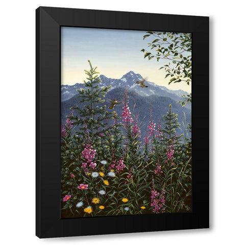 Hummingbirds Black Modern Wood Framed Art Print with Double Matting by Tift, Jeff