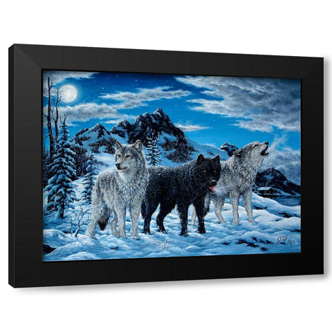 Night Howl Black Modern Wood Framed Art Print with Double Matting by Tift, Jeff