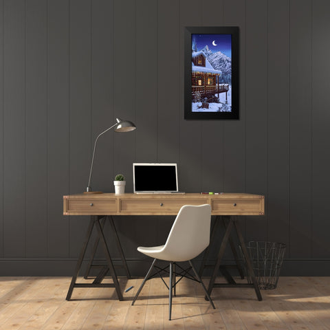 Mountain Home Christmas Black Modern Wood Framed Art Print by Tift, Jeff