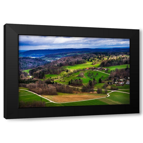 Aerial View of the Hills Near Zurich Black Modern Wood Framed Art Print by Jenny Rainbow Fine Art