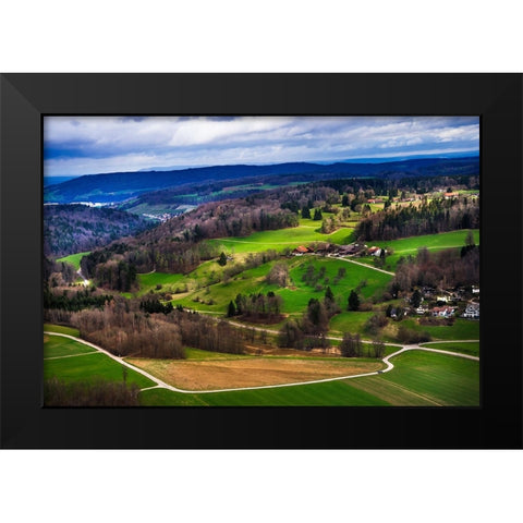 Aerial View of the Hills Near Zurich Black Modern Wood Framed Art Print by Jenny Rainbow Fine Art