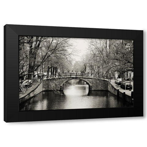Amsterdam Canal Black Modern Wood Framed Art Print by Jenny Rainbow Fine Art