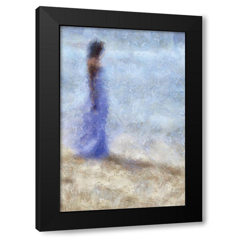 Blue Dream Impressionism Black Modern Wood Framed Art Print by Jenny Rainbow Fine Art