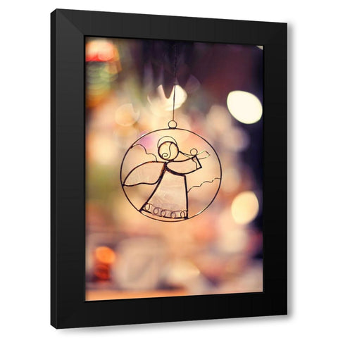 Christmas Angel Black Modern Wood Framed Art Print with Double Matting by Jenny Rainbow Fine Art