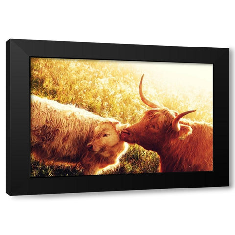 Fenella with Her Daughter Black Modern Wood Framed Art Print by Jenny Rainbow Fine Art